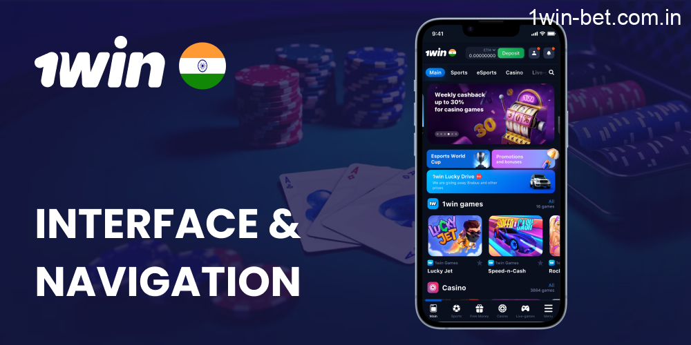 User Interface and Navigation in 1win app India