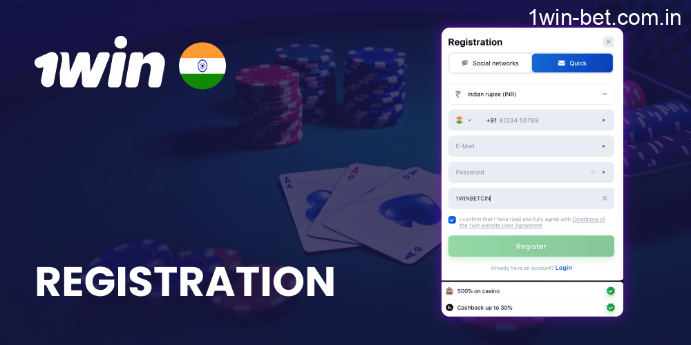 Sign up for Indian Players on 1win