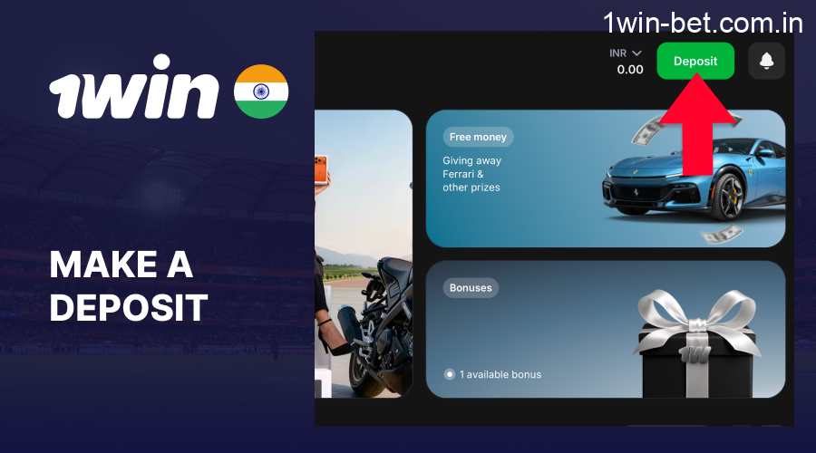 Deposit 1win account with minimum ₹300